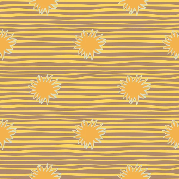 Modèle Doodle Sans Couture Avec Des Silhouettes Abstraites Soleil Orange — Image vectorielle