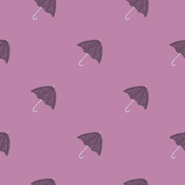 Минималистичные Швы Сезон Дождей Народным Орнаментом Unbrella Простые Аксессуары Фиолетовых — стоковый вектор