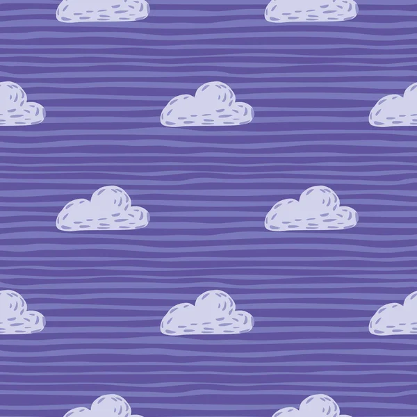 Doodle Zökkenőmentes Minta Világos Tónusok Felhők Sziluettek Időjárás Jelentés Kék — Stock Vector