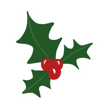 Ökseotu beyaz arka planda izole edilmiş. Karalama vektör illüstrasyonunda Noel gelenekleri.