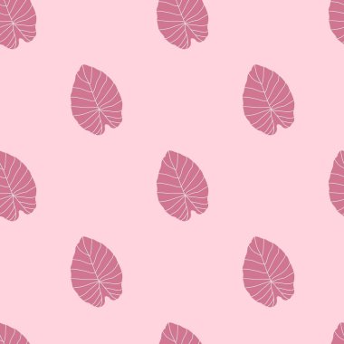 Leylak rengi, basit yaprak süsüsüyle kusursuz botanik desenli. Pastel palette karalama çiçeği arkaplanı. Duvar kağıdı, tekstil, ambalaj kağıdı ve kumaş baskısı için tasarlanmış. Vektör illüstrasyonu.