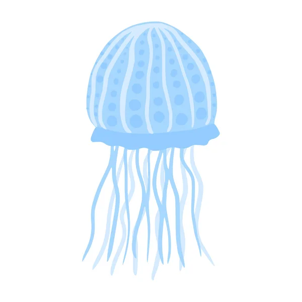 白を基調にしたクラゲのふかふか 漫画のかわいい青の色でドアベクトルイラスト — ストックベクタ