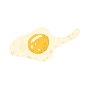 Beyaz arka plana izole edilmiş sahanda yumurta yayılıyor. Karalama vektör illüstrasyonunda sağlıklı yemek.