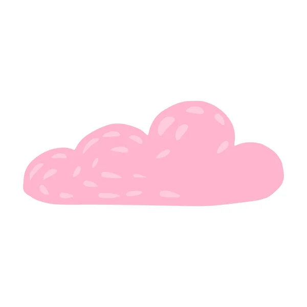 Nuvola Isolata Sfondo Bianco Cartone Animato Carino Nube Colore Rosa — Vettoriale Stock