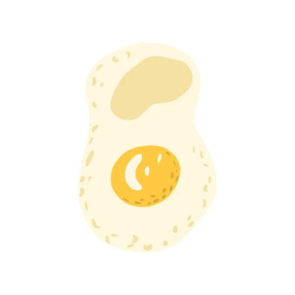 Uovo Fritto Allungato Isolato Sfondo Bianco Pasto Sano Nell Illustrazione — Vettoriale Stock