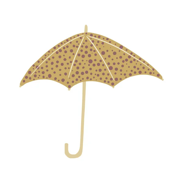 Open Paraplu Met Stippen Witte Achtergrond Abstract Paraplu Bruine Kleur — Stockvector