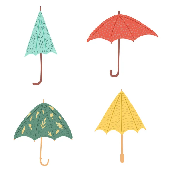 Set Umbrellas Different Forms White Background Abstract Umbrellas Red Blue — Stock Vector