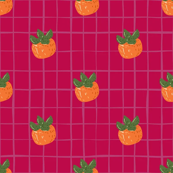 Orange Mûr Formes Simples Kaki Motif Sans Couture Fond Damier — Image vectorielle