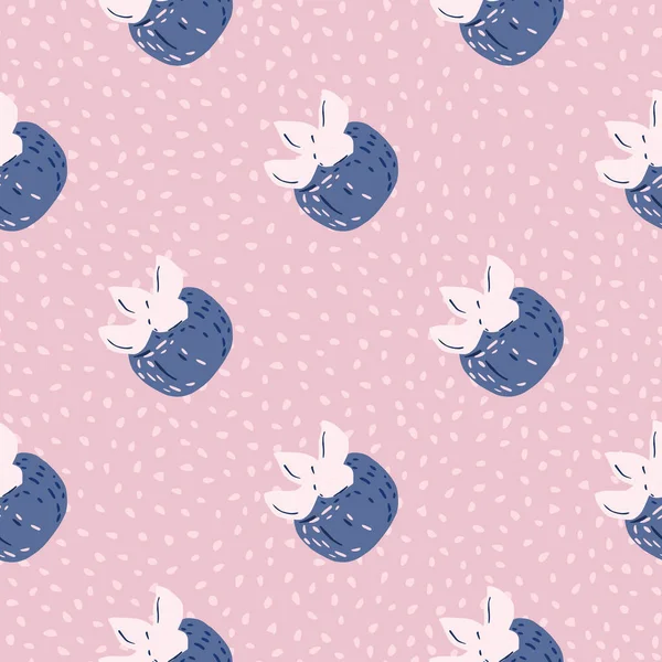 Soyut mavi hurma süsüsüyle şeffaf, dikişsiz meyve deseni. Pembe noktalı arka plan. Kumaş tasarımı, tekstil baskısı, ambalaj, kapak için harika. Vektör illüstrasyonu.