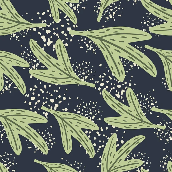Abstract Seamless Random Pattern Light Green Leaf Shapes Navy Blue — Διανυσματικό Αρχείο