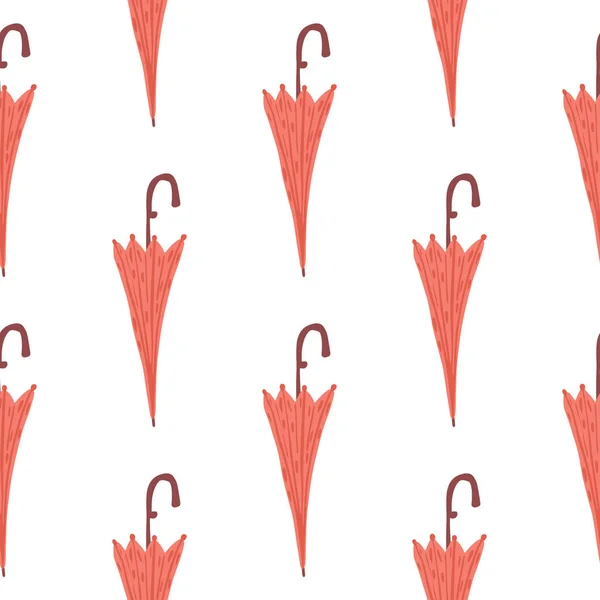 ピンクの傘シーズンシームレスドアパターン 孤立した印刷物 雨の秋のアクセサリー 完璧な生地デザイン テキスタイルプリント ラッピング カバー ベクターイラスト — ストックベクタ