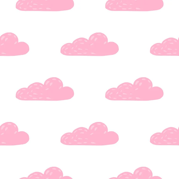 Elszigetelt Zökkenőmentes Minta Felhők Egyszerű Dísz Rózsaszín Időjárás Dísz Fehér — Stock Vector
