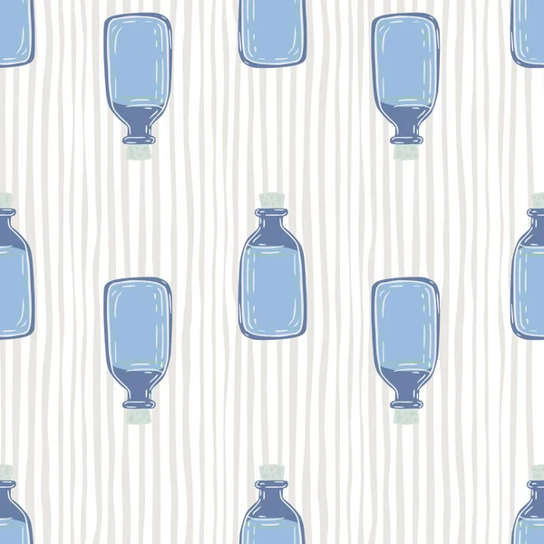 Blaue Medizinflasche Nahtloses Doodle Muster Apotheke Einfaches Ornament Mit Leicht — Stockvektor