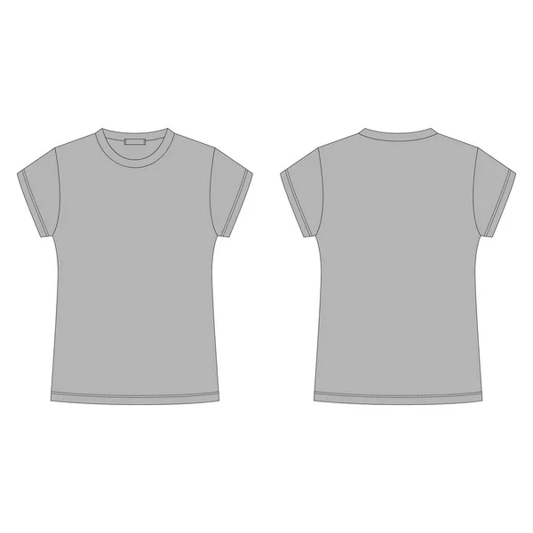 Szary Shirt Pusty Szablon Odizolowany Białym Tle Szkic Techniczny Koszulki — Wektor stockowy
