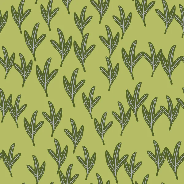 Случайный Бесшовный Рисунок Маленькими Зелеными Абстрактными Силуэтами Листьев Светло Зеленый — стоковый вектор
