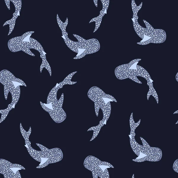 Modèle Sans Couture Sombre Minimaliste Avec Des Silhouettes Petits Requins — Image vectorielle