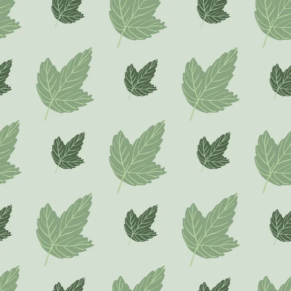 Padrão Folhas Sem Costura Floral Com Silhuetas Folhas Verdes Pastel — Vetor de Stock