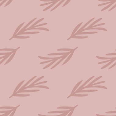 Soluk pembe biberiye izli botanik desenli. Siple bitkisel baharat pişirme arka planı. Kumaş tasarımı, tekstil baskısı, ambalaj ve kapak için tasarlandı. Vektör illüstrasyonu.