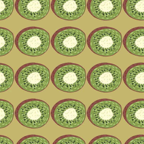 Simple Seamless Pattern Pastel Green Palette Kiwi Silhouettes Vitamin Raw — Stock Vector