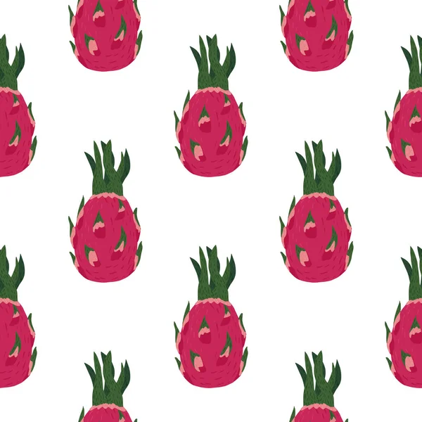 Modèle Isolé Sans Couture Avec Des Fruits Dragon Ornement Rose — Image vectorielle