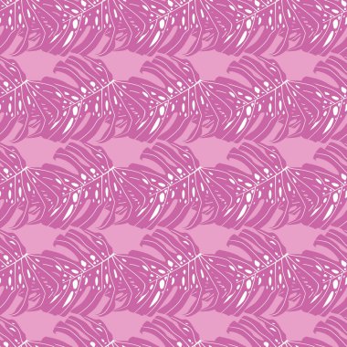 Pembe, parlak, pürüzsüz desenli canavar süsü. Tropik soyut baskı. Kumaş tasarımı, tekstil baskısı, ambalaj ve kapak için tasarlandı. Vektör illüstrasyonu.