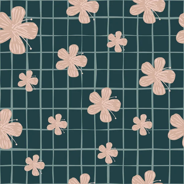 Motif Aléatoire Sans Couture Avec Des Fleurs Roses Doodle Impression — Image vectorielle