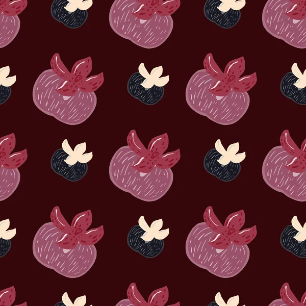 Lilac Tones Creative Persimmon Seamless Pattern Maroon Dark Ornament Navy — Stock Vector