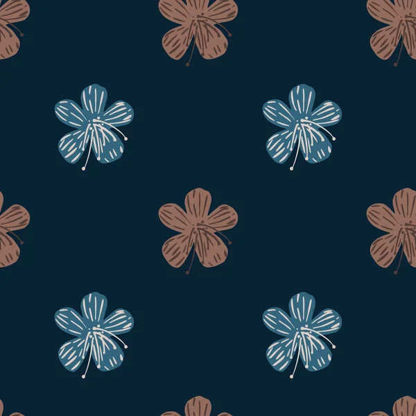 Patrón Minimalista Sin Costuras Con Formas Flores Azules Beige Fondo — Vector de stock