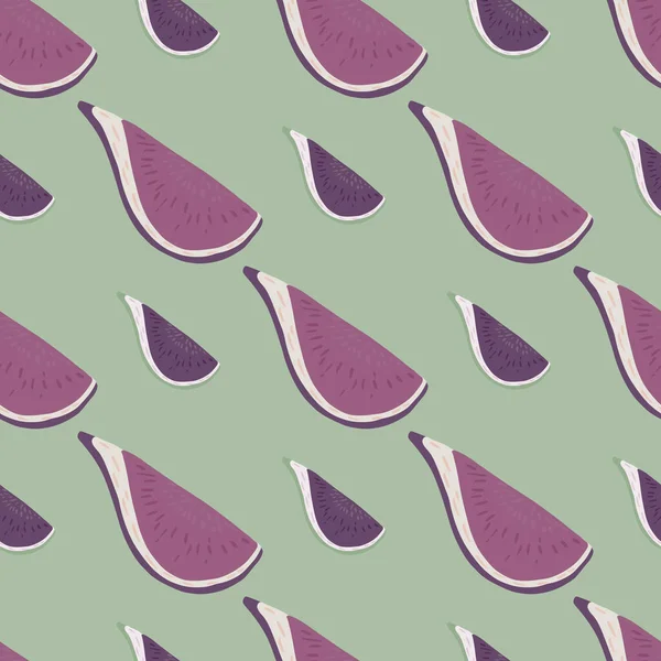 Pastel, incir mor pastel süslemeli kusursuz karalama deseni. Açık yeşil arka plan. Kumaş tasarımı, tekstil baskısı, ambalaj ve kapak için tasarlandı. Vektör illüstrasyonu.