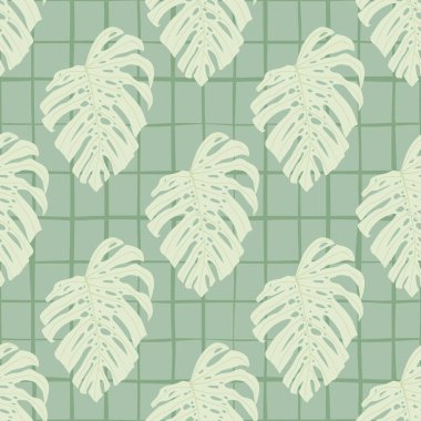 Elle çizilmiş canavar süsü ile pürüzsüz bir desen. Dişli mavi arka plan. Duvar kağıdı, tekstil, ambalaj kağıdı, kumaş baskısı için dekoratif zemin. Vektör illüstrasyonu.