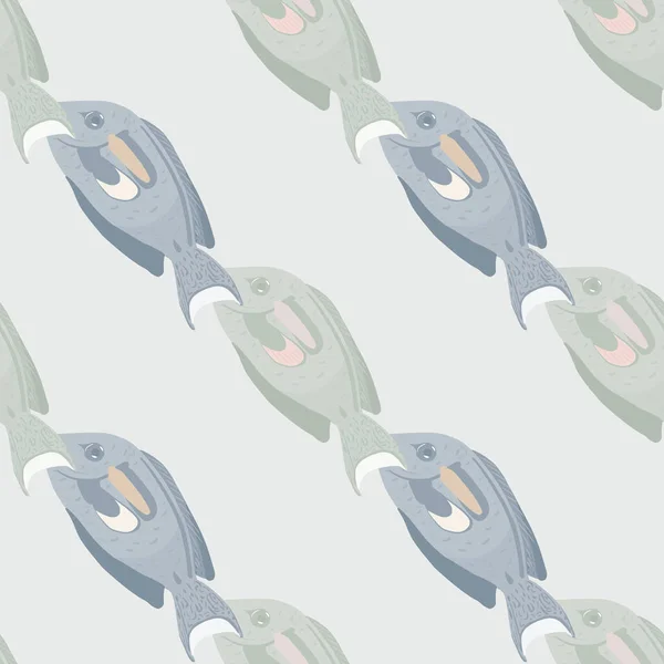 青とグレーの淡い外科医魚の要素と水中動物園シームレスパターン 自然の野生の海洋の背景 ファブリックデザイン テキスタイルプリント ラッピング カバー用に設計されています ベクターイラスト — ストックベクタ