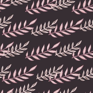 Pembe pastel dallar takılı koyu, pürüzsüz karalama deseni. Doğa yeşillik arkaplanı. Kumaş tasarımı, tekstil baskısı, ambalaj ve kapak için tasarlandı. Vektör illüstrasyonu