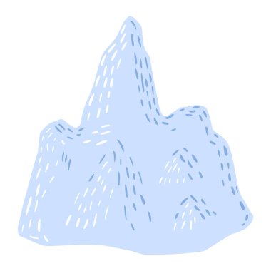 Buzdağı beyaz arka planda izole edildi. Soyut tepe buz mavisi rengi. Tarz karalama vektör çizimi ile çizim.