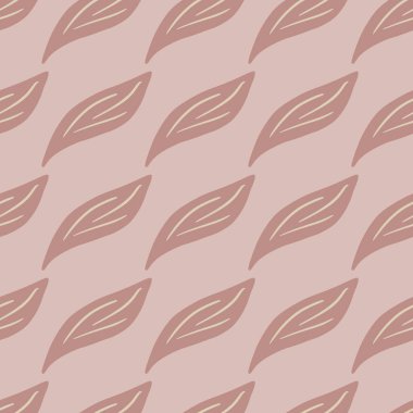 Grom etrik yaprak süslemesi, pürüzsüz el çizimi deseni. Botanik çizimleri. Kumaş tasarımı, tekstil baskısı, ambalaj ve kapak için mükemmel. Vektör illüstrasyonu.