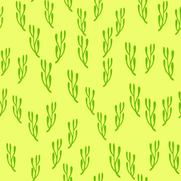 Abstract Botanic Seamless Summer Pattern Green Random Little Branches Shapes — Stock Vector