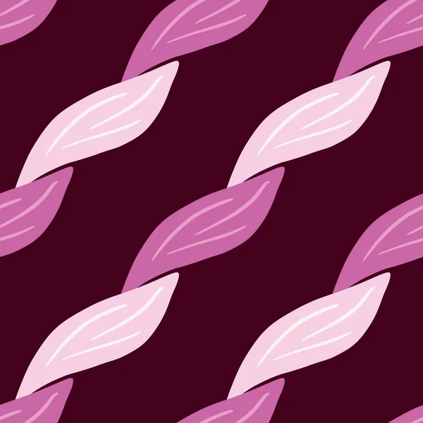 Kontrastieren Sie Botanische Nahtlose Muster Mit Rosafarbenen Blättersilhouetten Dunkelbrauner Hintergrund — Stockvektor