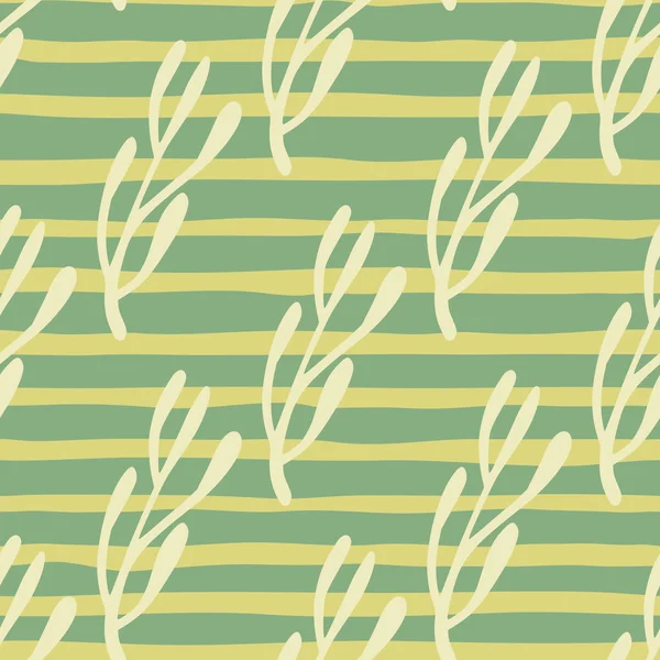 Doğa tarzında soyut, pürüzsüz desenler, karalama dalları, minimalist siluetler. Yeşil çizgili arka plan. Kumaş tasarımı, tekstil baskısı, ambalaj, kapak için harika. Vektör illüstrasyonu.