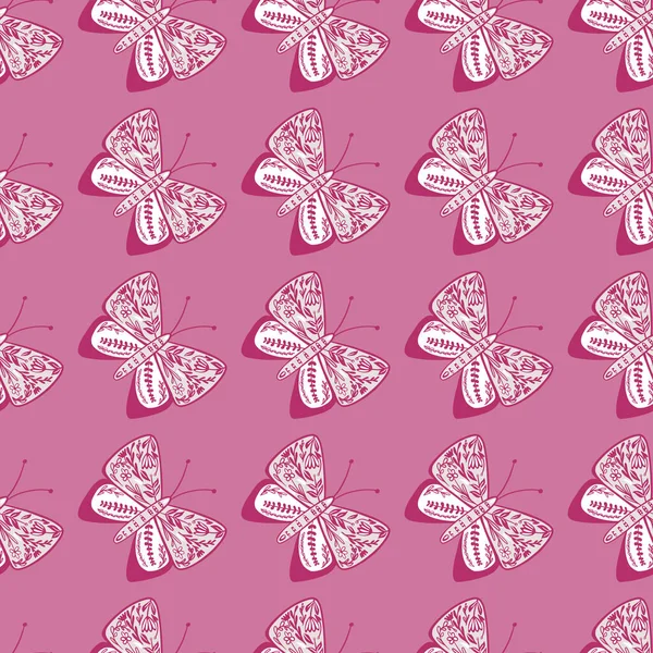 Patrón Decorativo Sin Costuras Con Formas Mariposa Ornamental Hojas Flores — Archivo Imágenes Vectoriales