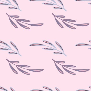 Botanik el hatları çizilmiş, kusursuz desenli, minimalist yaprak süsü. Pembe palet çizimi. Kumaş tasarımı, tekstil baskısı, ambalaj ve kapak için tasarlandı. Vektör illüstrasyonu.