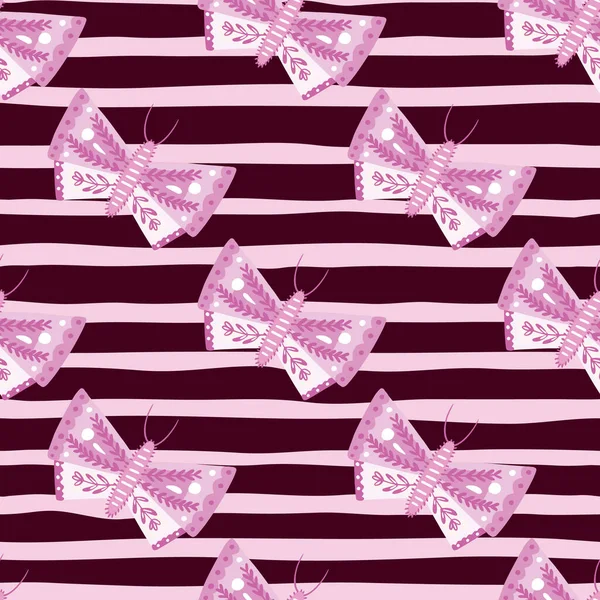 Рожевий Геометричний Орнамент Метелика Безшовний Візерунок Простому Стилі Морський Смугастий — стоковий вектор