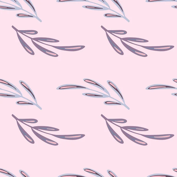 Botanic Hand Drawn Seamless Pattern Outline Minimalistic Foliage Ornament Pink — Stock Vector