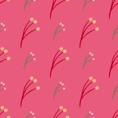 Klasik dekoratif böğürtlen dalları süsüyle el çizimi, pürüzsüz desen. Pembe parlak arka plan. Kumaş tasarımı için dekoratif zemin, tekstil baskısı, ambalaj, kapak. Vektör illüstrasyonu.