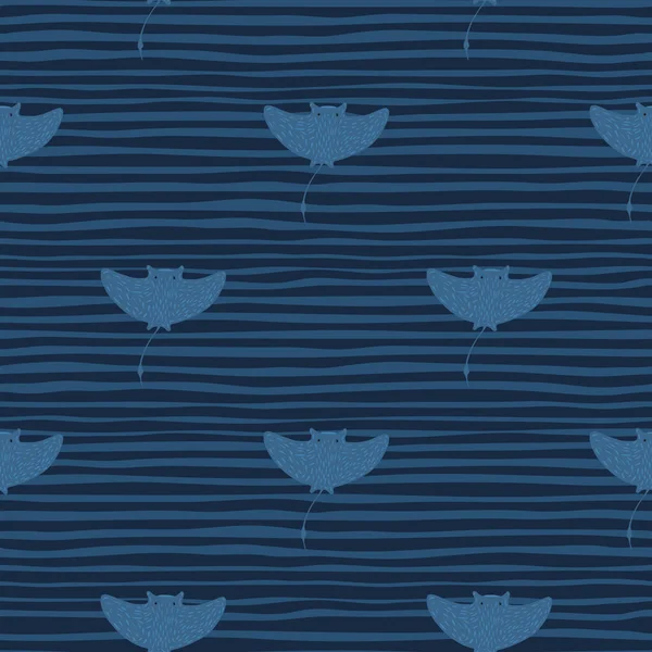 Скрапбук Океанський Безшовний Візерунок Синіми Сліпучими Силуетами Синій Смугастий Фон — стоковий вектор
