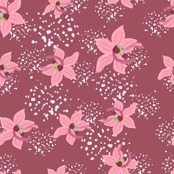 Patrón Sin Costura Flor Abstracta Con Dibujado Mano Rosa Orhid — Vector de stock