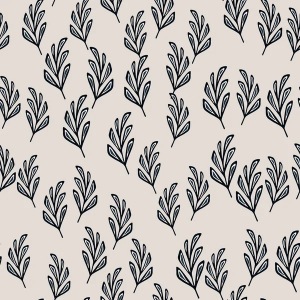 Geometric Foliage Branches Little Random Seamless Pattern Grey Background Navy — Stock Vector