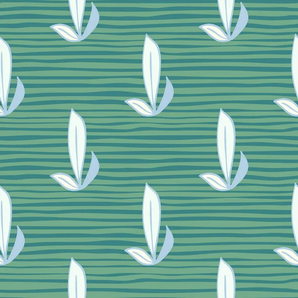 Branco Azul Esboço Folha Ornamento Sem Costura Padrão Turquesa Verde —  Vetores de Stock