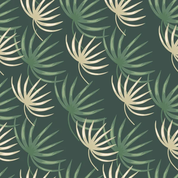 Декоративна Природа Безшовний Візерунок Елементами Ботанічного Листя Темно Зелений Фон — стоковий вектор