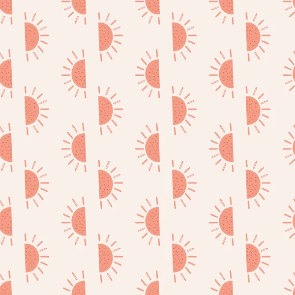 Childish Sun Ornament Seamless Pattern Cute Kids Style Pink Print — Stock Vector