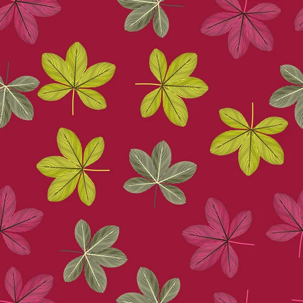 Blütennatur Zufällige Nahtlose Muster Mit Grünem Scheffler Blütenornament Rosa Hintergrund — Stockvektor