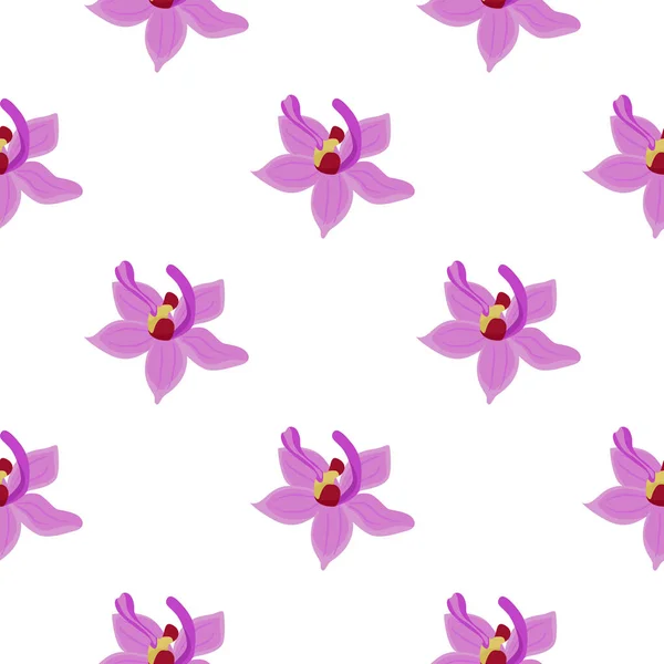 丁香兰花植物风格的无缝花型 涂鸦花的背景 孤立的印刷品 设计用于面料设计 纺织品印花 矢量说明 — 图库矢量图片
